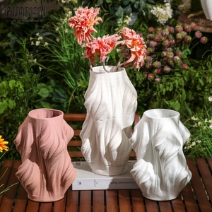New Design European <strong>3D</strong> Printing <strong>Vase</strong> White Ceramic <strong>Vases</strong> for Home Decor - Product Image 1