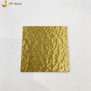 Placa de Acero Inoxidable con Acabado Martillado y Grabado en Oro para Panel de Pared con Servicios de Doblado, Corte y Soldadura - Product Image 1