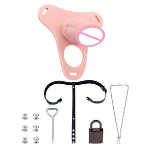 男性用セキュリティロックBDSMセックスおもちゃシリコーンチャスティティケージシシー通気性コックケージロック可能なチャスティティベルト付き男性用 - Product Image 2