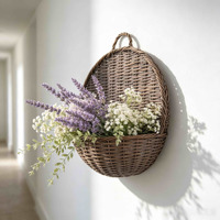 Panier mural en rotin tressé fait main par des artisans, pot suspendu, rangement, décoration de ferme, maison, jardin, résistant à la chaleur, durable