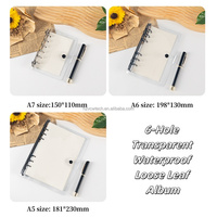 Distribuidores A6/A5 Notebook PVC transparente cubierta suave Botón de cuero forrado Simple Oficina escuela papelería archivo hojas sueltas