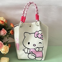 Sac fourre-tout en polyester moyen avec fermoir magnétique Ins Knot et logo Kt Cat, idéal pour le printemps, l'automne, les voyages et les trajets quotidiens
