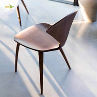 Chaise de salle à manger Cherner avec coussin en cuir, chaise de restaurant avec coussin en cuir