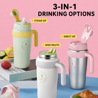 Bouteille Sportive Isotherme Grande Capacité 900ml en Acier Inoxydable à Double Paroi avec Paille, Tasse de Bureau pour Boissons Froides, Sublimation