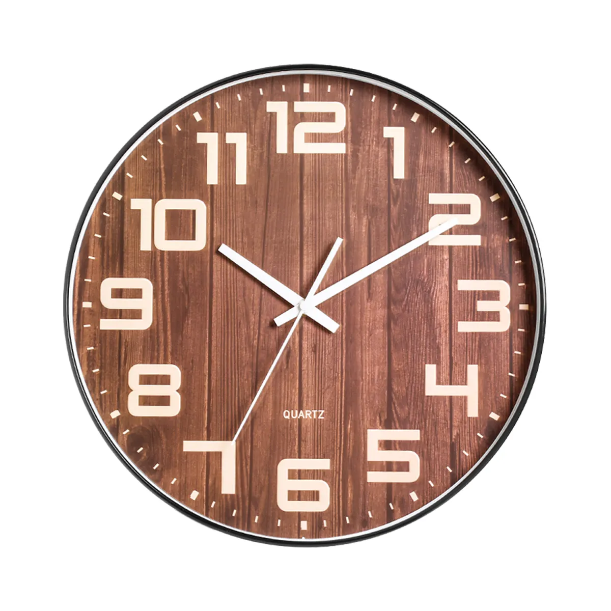 New style wood grain thin house dining room non ticking wall clock