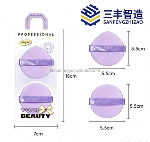 Ensemble de houppettes de maquillage violettes mignonnes à double forme (rond et goutte d'eau), éponge de fond de teint, outil de beauté doux, respectueux de la peau et lavable - Product Image 6