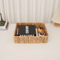 Panier de rangement rectangulaire en jacinthe d'eau tressé à la main, respectueux de l'environnement, empilable, lot de 3 pièces pour salle de bain, cuisine, chambre