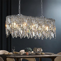 Lustre rectangulaire en cristal pour salle à manger, luminaires suspendus modernes en chrome linéaire pour îlot de cuisine, hôtel
