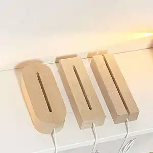 Supporto per Base luce notturna con Display a Led quadrato in legno di alta qualità supporto per lampada a Led 3d Base in legno alimentata tramite USB per acrilico fai da te