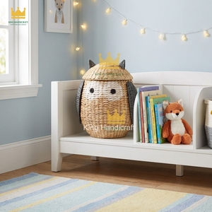 Panier de rangement en jacinthe d'eau tissé à la main en forme de hibou - Panier décoratif multifonctionnel pour salon, chambre et salle de bain - Product Image 4