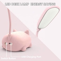 Lampe de bureau réglable pour la protection des yeux, lumière de lecture pliable flexible, lampe de table LED mignonne en forme de chat, veilleuse pour enfants