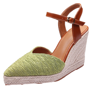 Nouvelle mode femmes été sandales à semelles compensées 3.93 pouces bout fermé avec bride à la cheville PU supérieur et PU semelle intérieure plate-forme <span class=keywords><strong>Espadrilles</strong></span> - Product Image 6