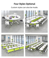 Table de formation moderne pliable avec plateau rabattable et roulettes pour salle de classe, séminaire ou salle de réunion