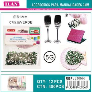 Strass Ilan 3mm Verdi per Progetti Creativi Confezione da 5g - Product Image 1