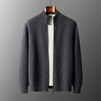 Cardigan zippé en cachemire simple et décontracté pour homme, personnalisé, automne-hiver, pull rembourré, manteau chaud