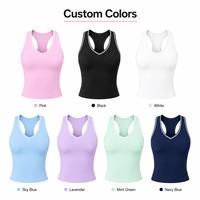 Top Deportivo Corto para Mujer con Logotipo Personalizado al por Mayor, de Nylon Mate y Spandex, con Cuello Corazón en Contraste, Ajuste Delgado para Gimnasio, OEM