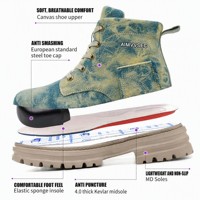 Bottes de sécurité légères unisexes AIMVVSEC à embout d'acier, respirantes, en toile, pour travaux industriels, d'usine et de construction
