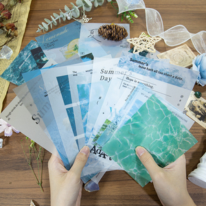 Journal décoration été bleu série petit frais translucide carbonaté étanche adhésif papier autocollants bougies cadres Photo - Product Image 5