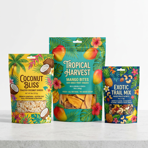 Bolsa de plástico impresa personalizada con cierre para alimentos, frutos secos, tipo stand-up pouch, bajo MOQ - Product Image 1