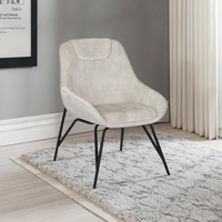 Fauteuil d'appoint moderne rembourré en tissu, chaise longue de détente, pieds en métal noir, fauteuil simple pour salon, chambre, hôtel
