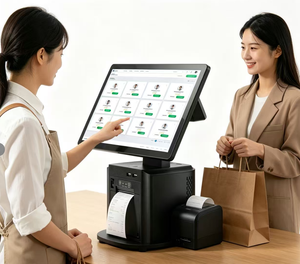 Sistemas POS Integrados con Impresora de 80 mm, Pantalla Dual de 15.6 y <span class=keywords><strong>11</strong></span>.6 Pulgadas, Máquina POS Android o <span class=keywords><strong>Windows</strong></span> para Negocios - Product Image 1