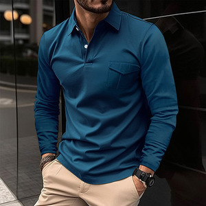 <span class=keywords><strong>T</strong></span>-shirts Homme à Manches Longues Personnalisables (Style ou Logo) ODM, Grandes Tailles S-3XL, Décontractés à Col Revers, Sportifs - Product Image 1