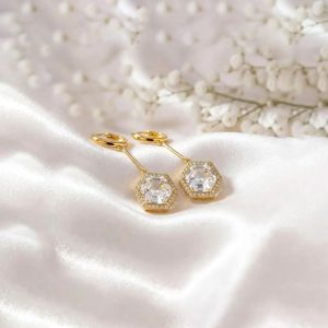 Natural White Topaz Cubic Zirconia Hexagon <b>Dangle</b> <b>Earrings</b> Elegant Clear Gemstone Drop <b>Earrings</b> in 925 Sterling Silver Fine - Product Image 6
