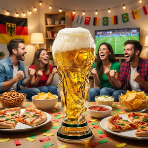 Jarra de <span class=keywords><strong>Cerveza</strong></span> de Vidrio Creativa de Gran Capacidad, Diseño de Trofeo de Fútbol, Jarra de Brindis sin Plástico para Fiestas de Fútbol - Product Image 3