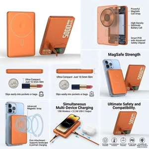 แบตเตอรี่สำรองพกพาแม่เหล็ก OEM Outdoor Travel 3-in-1 ความจุสูง 5000/10000mAh 22.5W PD Type-C ชาร์จไร้สาย พร้อมขาตั้งพับได้ - Product Image 5