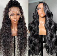 Perruques de Cheveux Humains Brésiliennes de Haute Qualité à 200% de Densité, Bouclées Ondulées Profondes de 32 Pouces, Lace Frontale 13x4 Transparente, Ondulation Profonde Libre et Sans Colle