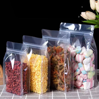 Sachet transparent à 8 soudures latérales, refermable avec fermeture éclair, en plastique transparent de qualité alimentaire, personnalisé pour le stockage de chewing-gum et de sucre