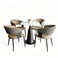 Ensemble table et chaises de négociation commerciales modernes en marbre pour cafés, bureaux de vente, hôtels, bars, salons - Imperméable et anti-salissures