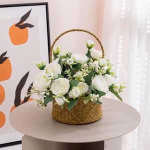 <span class=keywords><strong>Fiori</strong></span> Artificiali, 2 Mazzi <span class=keywords><strong>di</strong></span> Peonie Bianche Glitterate Fatte a Mano in Seta e Plastica, Bouquet Moderni per Matrimoni, Feste e Centrotavola - Product Image 4