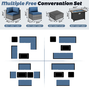 Dwoo Sang Trọng Ngoài Trời Đồ Nội Thất Sân Vườn Thoải Mái 8 Mảnh Đồ Nội Thất Patio <span class=keywords><strong>Set</strong></span> <span class=keywords><strong>Wicker</strong></span> Mây Vườn Sofa <span class=keywords><strong>Set</strong></span> Với Lửa Pit Bảng - Product Image 4