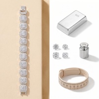 Bracelet Hip Hop en Argent Sterling S925 avec Moissanite Taille Émeraude et Diamants Effet Glaçon D VVS1, Testeur de Diamant Inclus, pour Hommes et Femmes, Idéal Cadeau