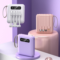 AXPB-007, Batería Externa Mini de 10000mAh en Oferta, con Cuatro Cables Integrados, Portátil, de Gran Capacidad, con Pantalla Digital