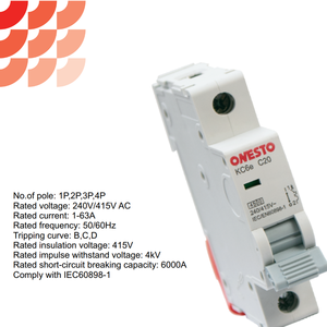<span class=keywords><strong>ONESTO</strong></span> Interruptor Automático Miniatura (MCB) de 1 Polo, 6kA, Curva C, IEC60898-1, Protección de Circuito, Interruptor AC - Product Image 2