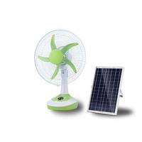Ventilateur solaire de 14 pouces avec panneau solaire, ventilateur de table rechargeable, ventilateur électrique portable avec lumière LED pour la maison
