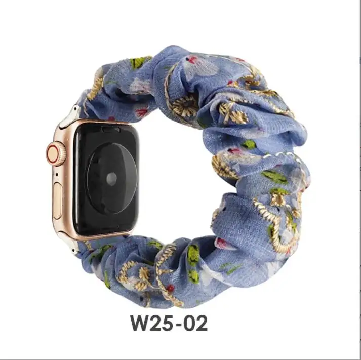 for Apple Watch Band Embroidered Fabric Scrunchie Strap 38/40841mm 42/44/45/49mm
