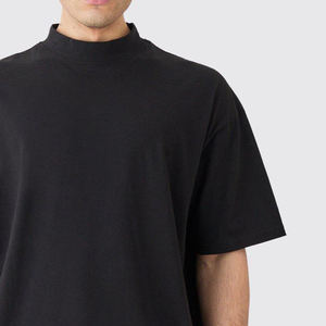 เสื้อยืดบุรุษแบบกําหนดเองวางไหล่เฮฟวี่เวทซี่โครงสีดําลูกเรือผ้าฝ้าย 100% คุณภาพสูงสตรีทแวร์เสื้อยืดขนาดใหญ่สําหรับผู้ชาย - Product Image 2