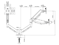 Support de bureau pour moniteur à double bras avec ressort à gaz, réglable en hauteur pour écrans de 13 à 32 pouces, vente chaude en usine, ODM disponible