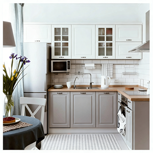 ตู้ครัวสีขาวสั่งทำจาก Vermonhouzz รุ่นใหม่ล่าสุด พร้อมเตาอบแบบฝังคู่ สำหรับการปรับปรุงครัววิลล่าหรู - Product Image 1
