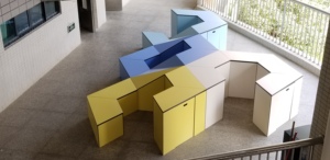<span class=keywords><strong>Banc</strong></span> en panneaux de bois HPL écologiques pour l'extérieur, idéal pour les écoles, les gymnases, les centres commerciaux, les hôpitaux, les hôtels, usage public courbé et ignifuge - Product Image 6