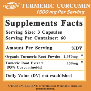 Suplemento Deportivo Personalizable en Oferta - Cúrcuma Curcumina 1500mg - Suplemento de Cúrcuma Ultra Potente de Alta Absorción - Product Image 2