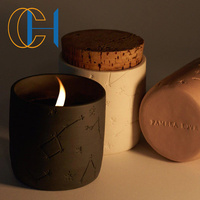 CH personnalisé Original Design pot en argile noir mat blanc cylindre ciment bougie navires Unique Antique apothicaire pot à bougie en céramique