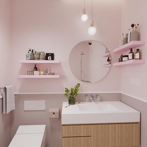 Ensemble de 3 étagères murales en bois naturel <span class=keywords><strong>rose</strong></span> en forme de U peint pour salle de bain et salon - Product Image 6