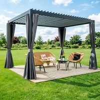Pergola moderne multi-scènes en alliage d'aluminium thermolaqué avec toit à persiennes, stores vénitiens, anti-corrosion, pour jardinage extérieur