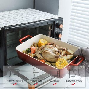 Plats de cuisson rectangulaires en porcelaine casseroles à lasagne profondes avec poignées pour la cuisson du <span class=keywords><strong>fromage</strong></span> assiette de riz au four ensembles de ustensiles de cuisson en céramique - Product Image 3