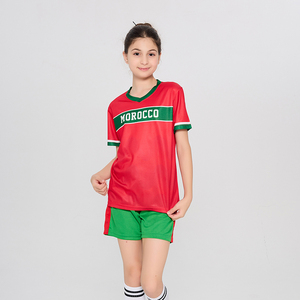 Camisetas de Fútbol de Marruecos para Niños 24/25, Uniformes de Fútbol para Niñas, Chándal Personalizado de Moda, 100% Poliéster Digital - Product Image 1