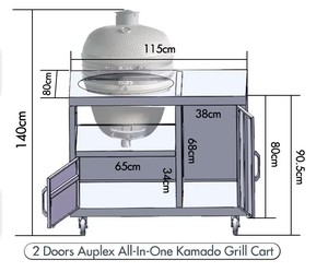 เตาบาร์บีคิวเซรามิกขนาด 23 นิ้ว พร้อมโต๊ะเคลือบสแตนเลส เตารมควันถ่านสำหรับครัวกลางแจ้ง - Product Image 2